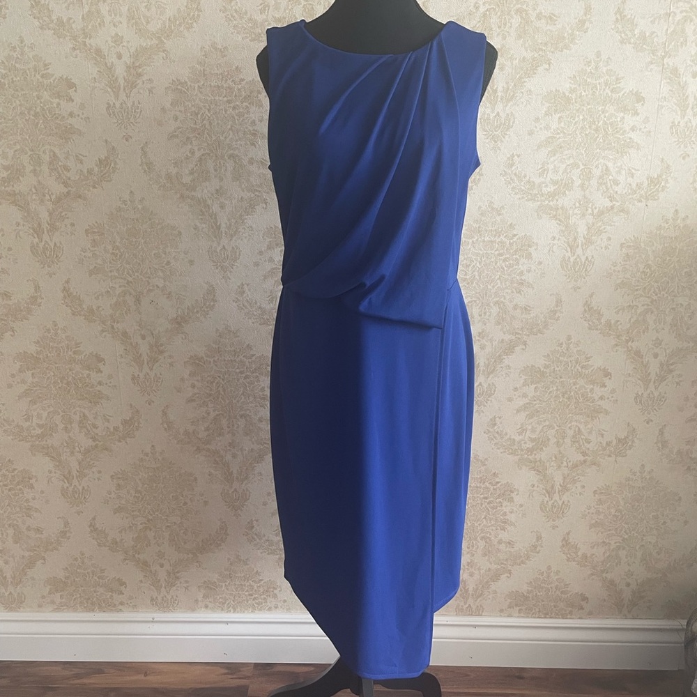 Wallis Blue Ruched Asymmetrical Sheath Dress